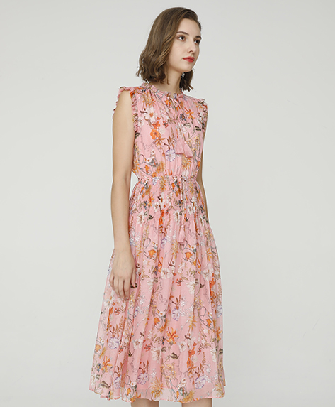 2024 Spring Summer - Floral print silk-chiffon dress